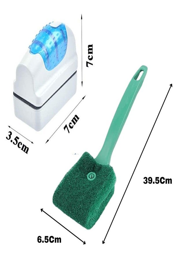 VAYINATO® 2 in 1 Aquarium Fish Tank Clean Kit, Magnet Aquarium Cleaner Scrubber Clean Brush with Double-Sided Aquarium Fish Tank Algae Cleaning Brush (Green) for Glass Aquariums by Petzlifeworld - Image 2